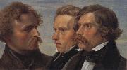 Julius Hubner Portrait of the Painters Carl Friedrich Lessing,Carl Sohn and Theodor Hildebrandt oil painting reproduction